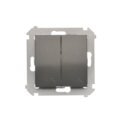 Double stair switch with backlight (module) 10A 250V screw terminals anthracite (metallic)