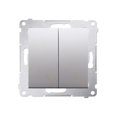 Double stair switch with backlight (module) 10A 250V screw terminals silver (metallic)