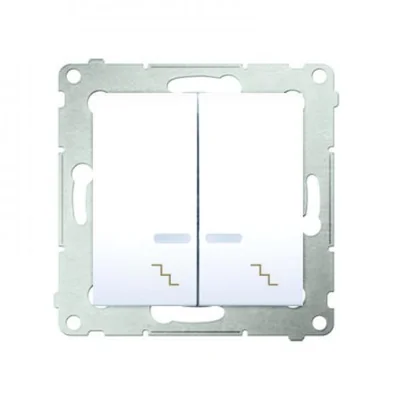 Double stair switch with backlight (module) 10A 250V screw terminals white