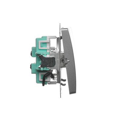 Double stair switch with backlight (module) 230V, metallic satin