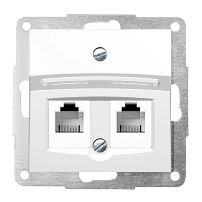 Double telephone socket 2 x RJ12 keystone jack white