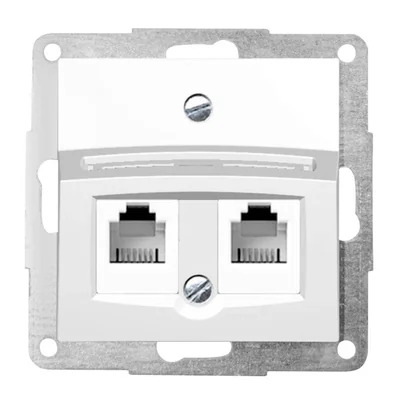 Double telephone socket 2 x RJ12 keystone jack white