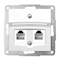Double telephone socket 2 x RJ12 keystone jack white