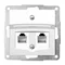 Double telephone socket 2 x RJ12 keystone jack white