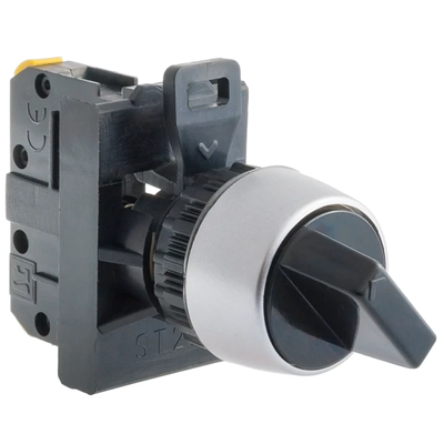 Double-throw twist switch black 2 NO contacts nickel-plated ring