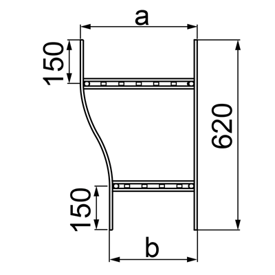 Double track reducer width 300 x 200mm height 160mm