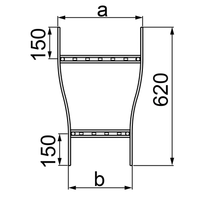 Double track reducer width 300 x 200mm height 160mm
