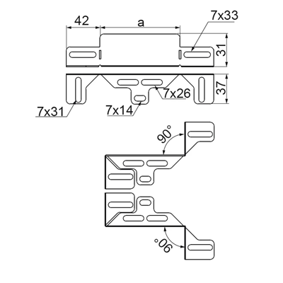 Double track reducer width 50mm height 30mm