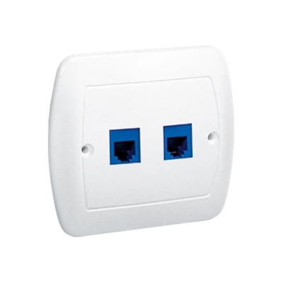 Double white RJ12 telephone socket
