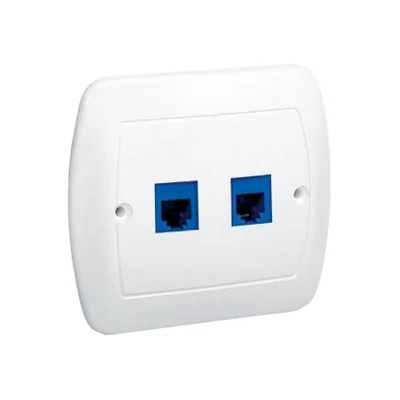 Double white RJ12 telephone socket