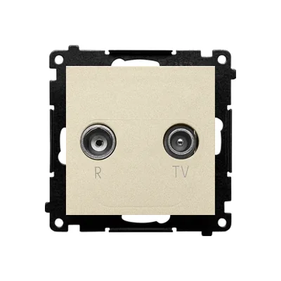 Douille de terminaison d'antenne R-TV Simon 55 WMDA-021003-144, gain de 10 dB, pour prises traversantes (module). 1 entrée : 5 à 862 MHz ; finition champagne mat.