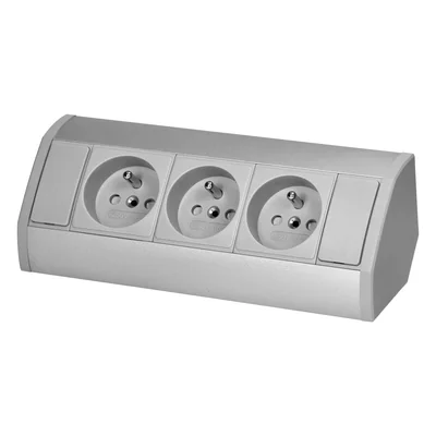 Douille pour meubles 3x2P+Z, gris-argent