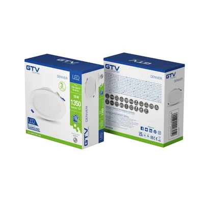 Downlight LED Denver, IP54, 15 W, 1350 lm, AC176-264 V, 50/60 Hz, 120°, 4000 K, empotrable, blanco.