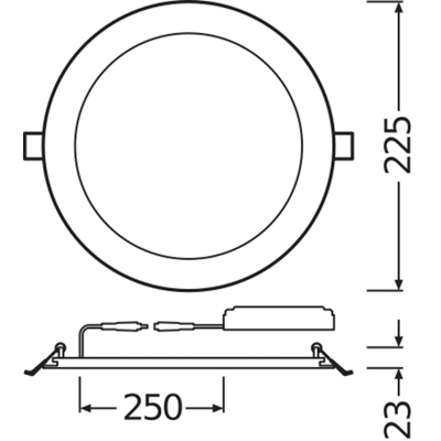 DOWNLIGHT SLIM Applique et plafonnier LED 230V 22W 1850lm IP20 p/t WW 205 mm blanc