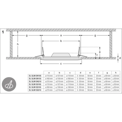 DOWNLIGHT SLIM DN155 12W 6500K WT IP20 Leuchte