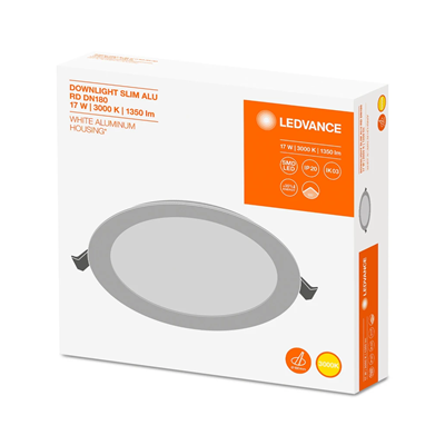 DOWNLIGHT SLIM LED nástěnné a stropní svítidlo 230V 17W 1350lm IP20 p/t WW 180 mm bílá