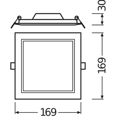 Downlight Slim Square 155 12W 3000K WT IP20