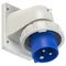 Drehstecker 32A 2P+Z 230V 50/60Hz 6h IP67, abgewinkelt (Flansch 90x100, Schraubenabstand 77x85), vernickelte Kontakte
