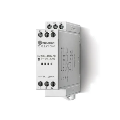 Dreiphasen-Phasenausfall- und Rotationsrelais 2 P; 8 A; 208…480 V AC