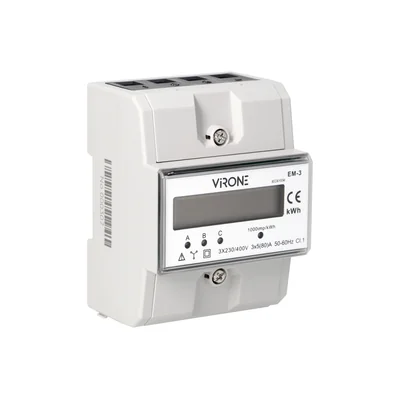 Dreiphasen-Stromverbrauchsanzeiger, 80 A, 3 Module, DIN TH-35 mm