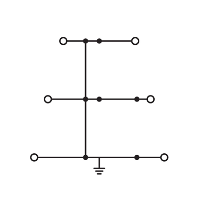 Dreistock-PE-Klemme 2,5 mm² gelbgrün/gelbgrün/gelbgrün