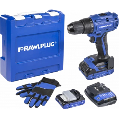 Drill/driver 18V 55 Nm 2 batteries 2.0 Ah charger 1.5 A RAWLCASE suitcase