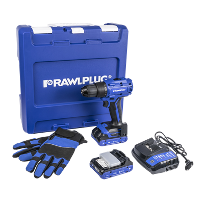 Drill/driver 18V 55 Nm 2 batteries 2.0 Ah charger 1.5 A RAWLCASE suitcase