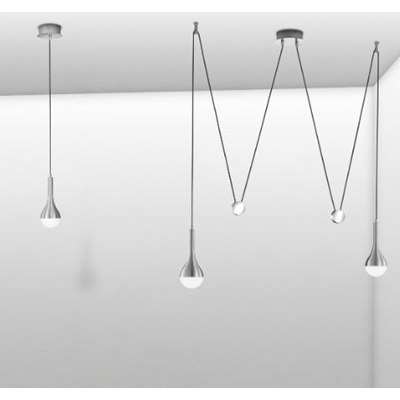DROPS Lampa wisząca podwójna aluminium szczotkowane