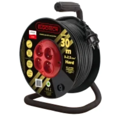 Drum extension cord HARD 4 sockets z/u 30m H05RR-F 3x2.5 black