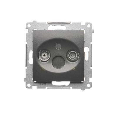 Durchgangs-R-TV-Antennendose (Modul) TV- und R-Dämpfung 10 dB anthrazit (metallic)