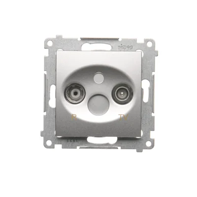 Durchgangs-R-TV-Antennendose (Modul) TV- und R-Dämpfung 10 dB silber (metallic)