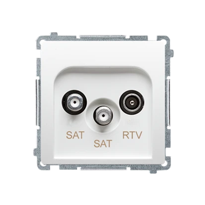 Dvojitá koncovka SAT-SAT-RTV satelitní anténní zásuvka (modul), bílá