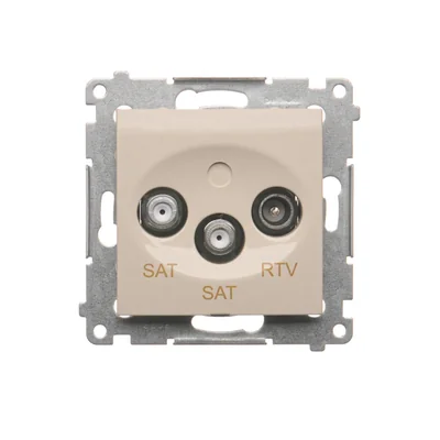 Dvojitá satelitní anténní zásuvka SAT-SAT-RTV (modul) krémová