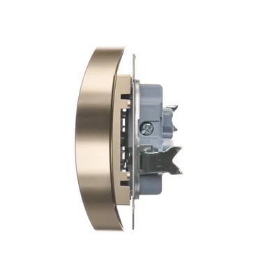 Dvojitá zásuvka bez uzemnění se závěrkami (modul) 16A 250V zlatá (kovová)