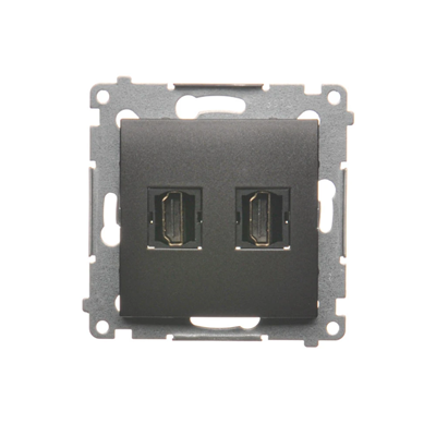 Dvojitá zásuvka HDMI (modul), antracitová metalíza
