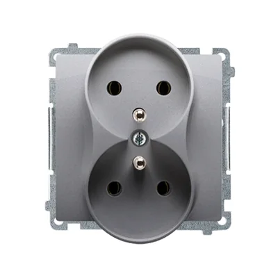 Dvojitá zásuvka s uzemněním (modul) 16A 230V inox (kovová)