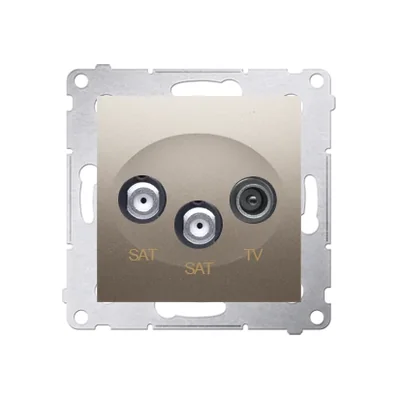 Dvojitá zásuvka satelitní antény SAT-SAT-RTV (modul) zlatá (kovová)