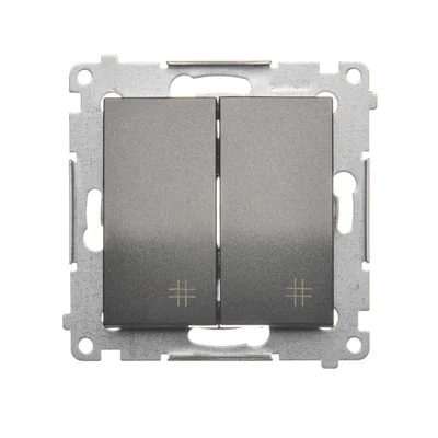 Dvojitý křížový spínač, 2 klíče (modul) 230, metalický antracit
