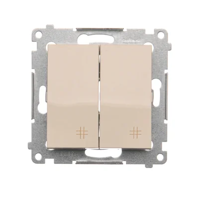 Dvojitý křížový spínač, 2 klíče (modul), 230V, krém