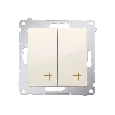 Dvojitý křížový spínač, 2 klíče (modul), 230V, krém