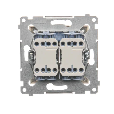 Dvojitý křížový spínač, 2 klíče (modul), 230V, krém