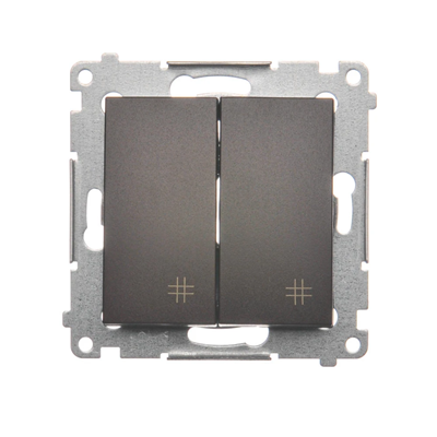Dvojitý křížový spínač, 2 klíče (modul), 230V, matná hnědá metalíza