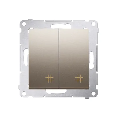 Dvojitý křížový spínač, 2 klíče (modul), 230V, zlatá metalíza