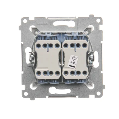 Dvojitý křížový vypínač s podsvícením (modul) 250 V, bílý