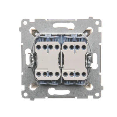 Dvojitý křížový vypínač s podsvícením (modul) 250 V, krémový