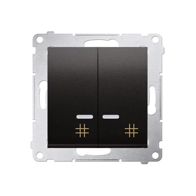 Dvojitý křížový vypínač s podsvícením (modul) 250 V, metalický antracit
