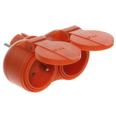 Dvojitý rozbočovač 2x2P+Z 16A 250V IP 44 oranž