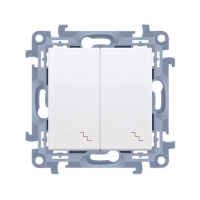 Dvojitý schodišťový spínač (modul) 10AX 230V bílý