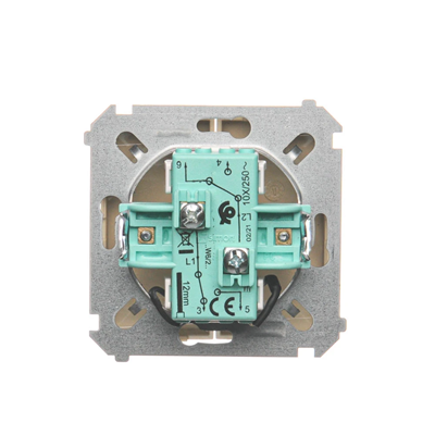 Dvojitý schodišťový spínač s podsvícením (modul) 10A 250V šroubovací svorky béžové