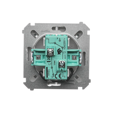Dvojitý schodišťový vypínač s podsvícením (modul) 230V, metalický satén